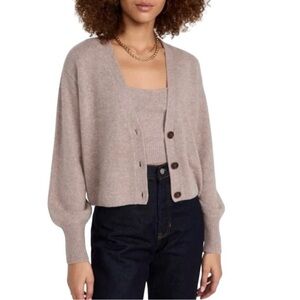 Reformation Varenne Cashmere Cardigan Oatmeal
